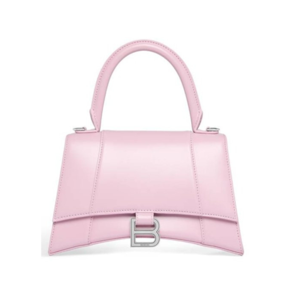 BORSA HOURGLASS PICCOLA IN VITELLO BOX DA DONNA IN ROSA