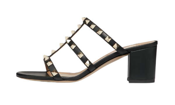 SANDALO SLIDER ROCKSTUD IN VITELLO 60MM