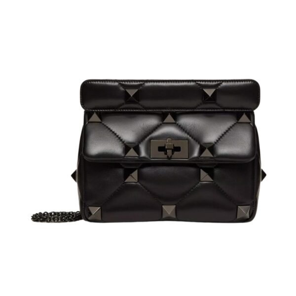 BORSA MEDIA CON CATENA ROMAN STUD THE SHOULDER BAG IN NAPPA CON BORCHIE TONO SU TONO