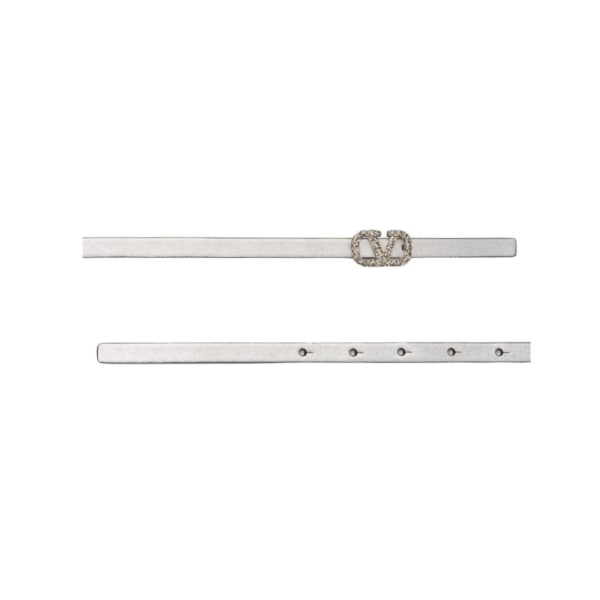 CINTURA REVERSIBILE VLOGO SIGNATURE IN VITELLO METALLIZZATO E VITELLO LUCIDO 10 MM - immagine 3