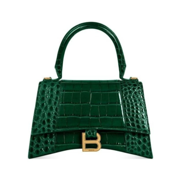 BORSA HOURGLASS SMALL CON LAVORAZIONE COCCODRILLO DA DONNA IN VERDE