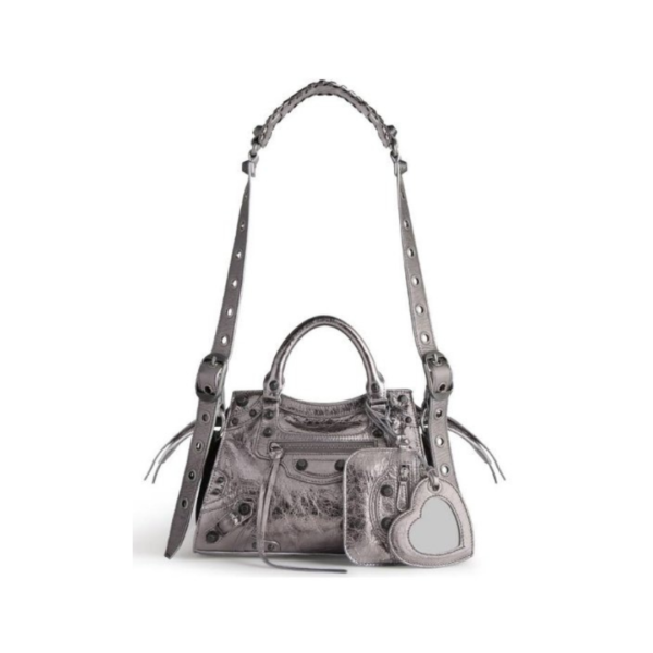 BORSA NEO CAGOLE XS METALLIZZATA DA DONNA IN ARGENTO