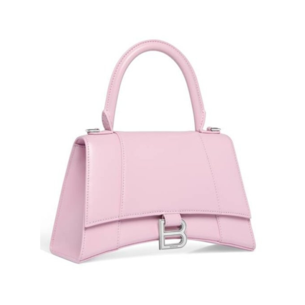 BORSA HOURGLASS PICCOLA IN VITELLO BOX DA DONNA IN ROSA - immagine 5