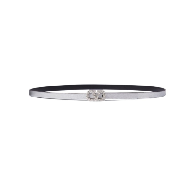 CINTURA REVERSIBILE VLOGO SIGNATURE IN VITELLO METALLIZZATO E VITELLO LUCIDO 10 MM