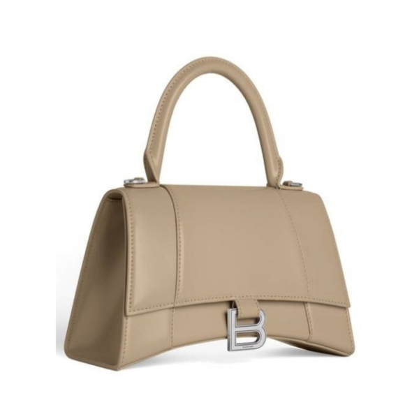 BORSA HOURGLASS PICCOLA IN VITELLO BOX DA DONNA IN BEIGE - immagine 3