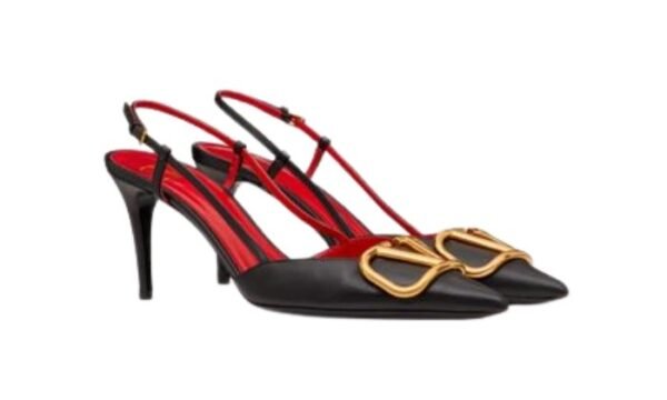 DÉCOLLETÉ SLINGBACK VLOGO SIGNATURE IN VITELLO 80MM - immagine 4