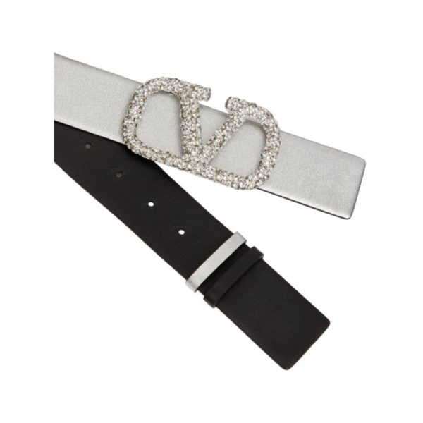 CINTURA REVERSIBILE VLOGO SIGNATURE IN VITELLO METALLIZZATO 40 MM - immagine 2