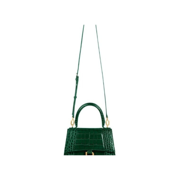 BORSA HOURGLASS SMALL CON LAVORAZIONE COCCODRILLO DA DONNA IN VERDE - immagine 4