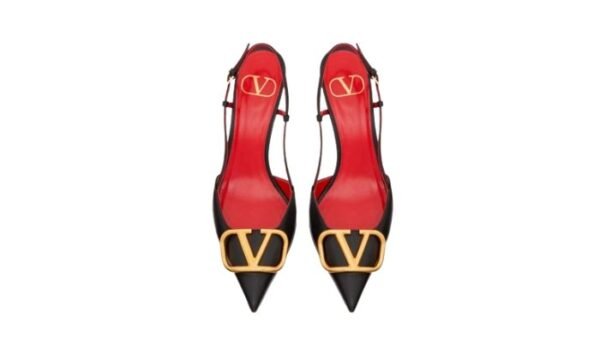 DÉCOLLETÉ SLINGBACK VLOGO SIGNATURE IN VITELLO 80MM - immagine 2