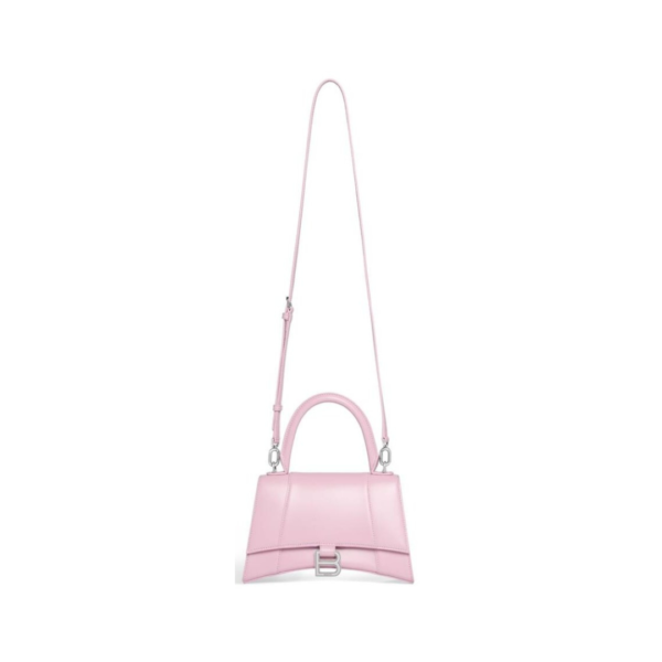 BORSA HOURGLASS PICCOLA IN VITELLO BOX DA DONNA IN ROSA - immagine 2