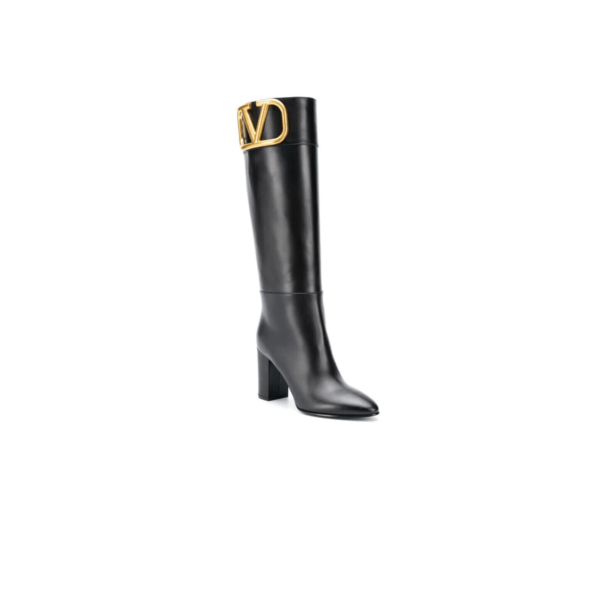 STIVALI SUPERVEE NERO LOGO ORO IN PELLE - immagine 2