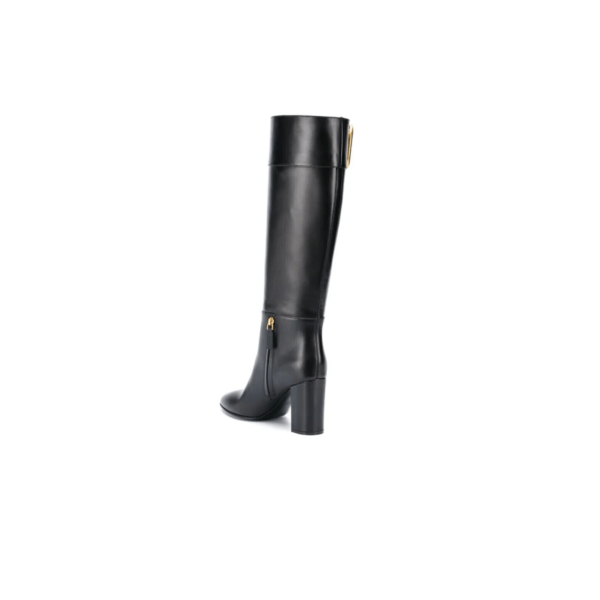 STIVALI SUPERVEE NERO LOGO ORO IN PELLE - immagine 3